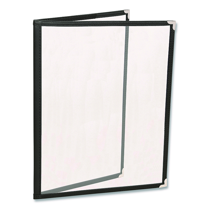 General Printing & Design Menu Holder For 8.5 x 11 Menus, Portrait Orientation 4-View, 9.6 x 11.9, Clear/Black/Silver (SPLSMENU41PK)