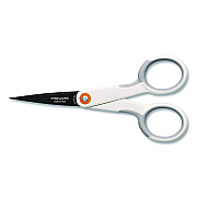 Fiskars SoftGrip Nonstick Scissors, 5" Long, Straight White/Gray Handle (1069763)
