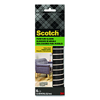 Scotch Furniture Sliders, 3.5" dia, Black/Beige, 16/Pack (SP674NA)