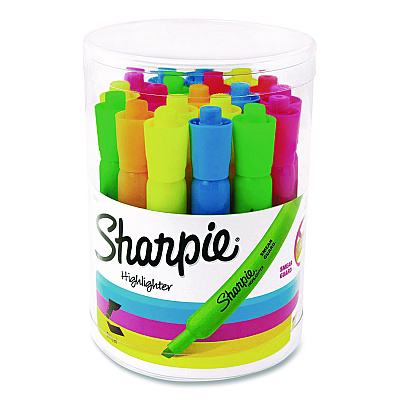 Sharpie Smear Guard Tank Highlighters, Assorted Ink, Chisel Tip, Assorted Barrel, 20/Pack (25018)