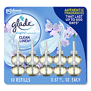 Glade Plugins Scented Oil Refill, Clean Linen, 0.67 oz, 10/Pack (379206)
