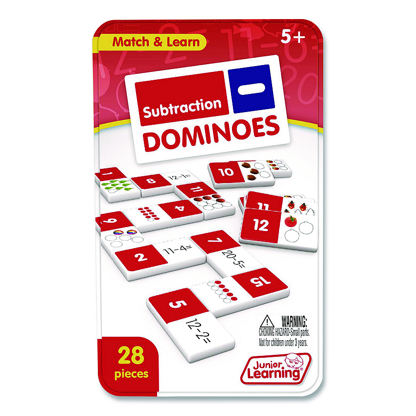 Junior Learning Inc Subtraction Dominoes, 1 to 2 Players, Grades K to 5, 28 Pieces (482)
