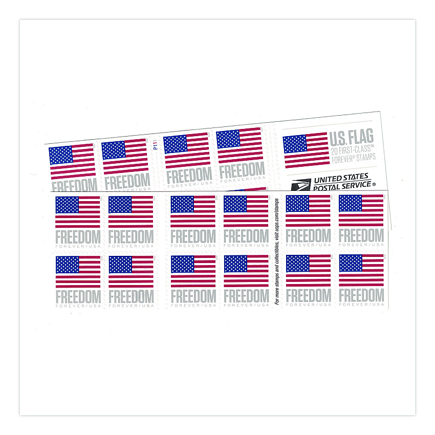 United States Postal Service First-Class Forever Stamps, U.S. Flag, 20/Book (FOREVERFLAG2)
