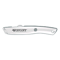 Westcott Aluminum Safety Cutter with Ceramic Blade, Aluminum Handle, Silver (00722)
