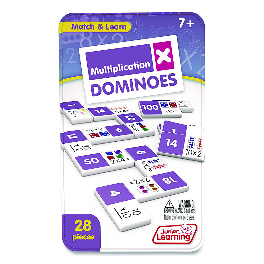 Junior Learning Inc Multiplication Dominoes, 1 to 2 Players, Grades 2 to 4, 28 Pieces (483)