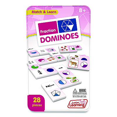Junior Learning Inc Fraction Dominoes, 1 to 2 Players, Grades 3 to 7, 28 Pieces (485)