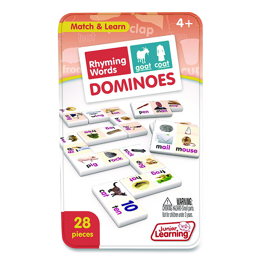 Junior Learning Inc Rhyming Words Dominoes, 1 to 2 Players, Grades Pre-K to 5, 28 Pieces (490)