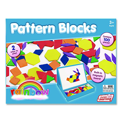 Junior Learning Inc Rainbow Pattern Blocks, Pre-K, 100 Pieces (613)