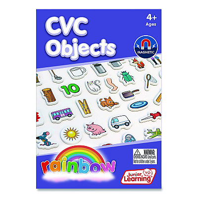 Junior Learning Inc Rainbow CVC Objects, +/- 1.6" Tall, Assorted Objects and Object Colors, White Background, 40 Pieces (641)