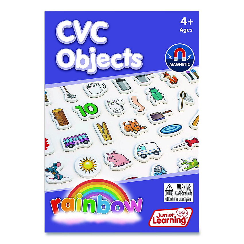 Junior Learning Inc Rainbow CVC Objects, +/- 1.6" Tall, Assorted Objects and Object Colors, White Background, 40 Pieces (641)