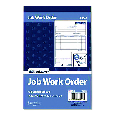 Adams Multipart Job Work Order Pad, Three-Part Carbonless, 5.56 x 7.94, 33 Forms Total (T5868)