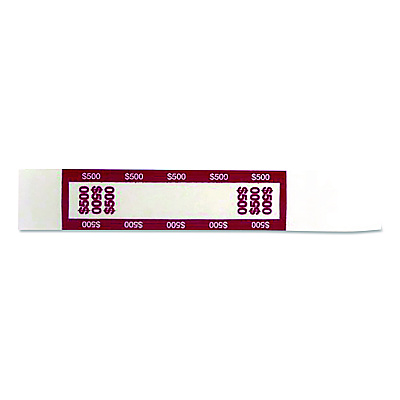 CONTROLTEK Currency Straps, $500, Self-Adhesive, 1,000/Pack (560019)