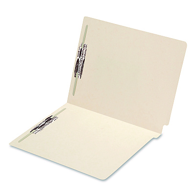 Medical Arts Press End Tab Fastener Folders, Embossed Labeling Lines, 0.75" Expansion, 2 Fasteners, Letter Size, Manila Exterior, 50/Box (52385)