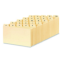Oxford A-Z Index Card Files, 1/5-Cut Top Tab, Assorted Position, 3 x 5, Manila, 25/Set (B5325)