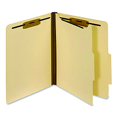 Pendaflex Manila Top Tab Classification Folders, 1.75" Expansion, 1 Divider, 4 Fasteners, Letter Size, Manila Exterior, 10/Box (23700P)