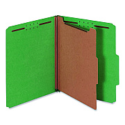 Pendaflex Colored Pressboard Top Tab Classification Folders, 1.75" Expansion, 1 Divider, 4 Fasteners, Letter Size, Dark Green, 10/Box (23733P)