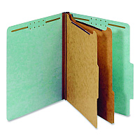 Pendaflex Colored Pressboard Top Tab Classification Folders, 2.5" Expansion, 2 Dividers, 6 Fasteners, Letter Size, Light Blue, 10/Box (24130P)