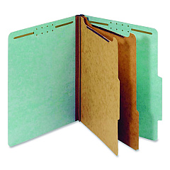 Pendaflex Colored Pressboard Top Tab Classification Folders, 2.5" Expansion, 2 Dividers, 6 Fasteners, Letter Size, Light Blue, 10/Box (24130P)