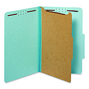 Pendaflex Colored Pressboard Top Tab Classification Folders, 1.75" Expansion, 1 Divider, 4 Fasteners, Legal Size, Light Blue, 10/Box (28730P)