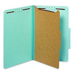 Pendaflex Colored Pressboard Top Tab Classification Folders, 1.75" Expansion, 1 Divider, 4 Fasteners, Legal Size, Light Blue, 10/Box (28730P)