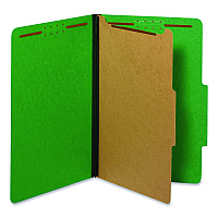 Pendaflex Colored Pressboard Top Tab Classification Folders, 1.75" Expansion, 1 Divider, 4 Fasteners, Legal Size, Dark Green, 10/Box (28733P)