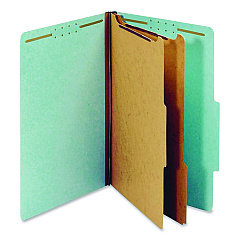 Pendaflex Colored Pressboard Top Tab Classification Folders, 2.5" Expansion, 2 Dividers, 6 Fasteners, Legal Size, Light Blue, 10/Box (29030P)