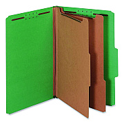 Pendaflex Colored Pressboard Top Tab Classification Folders, 2.5" Expansion, 2 Dividers, 6 Fasteners, Legal Size, Dark Green, 10/Box (29033P)