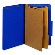 Pendaflex Colored Pressboard Top Tab Classification Folders, 2.5" Expansion, 2 Dividers, 6 Fasteners, Legal Size, Dark Blue, 10/Box (29035P)