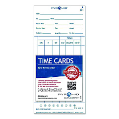 Pyramid Technologies Time Clock Cards for 3800 Time Clock, 100/Pack (380010)