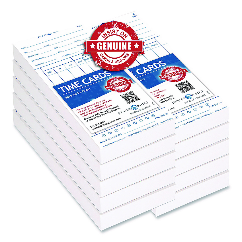 Pyramid Technologies Time Clock Cards For 3800 Time Clock, 1,000/Carton (380010MB)