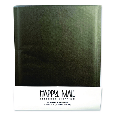 Happy Mail Self-Sealing Bubble Mailer, 8.5 x 11, Black, 12/Pack (245156)
