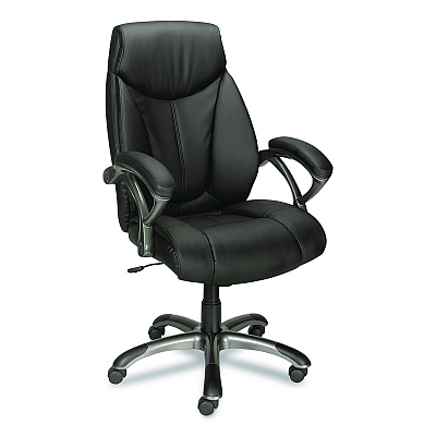 Workplace2.0 Ramsey Bonded Leather Manager Chair, Supports Up to 275 lb, 18.6" to 22.5" Seat Height, Black Seat/Back, Black Base (ST62216)