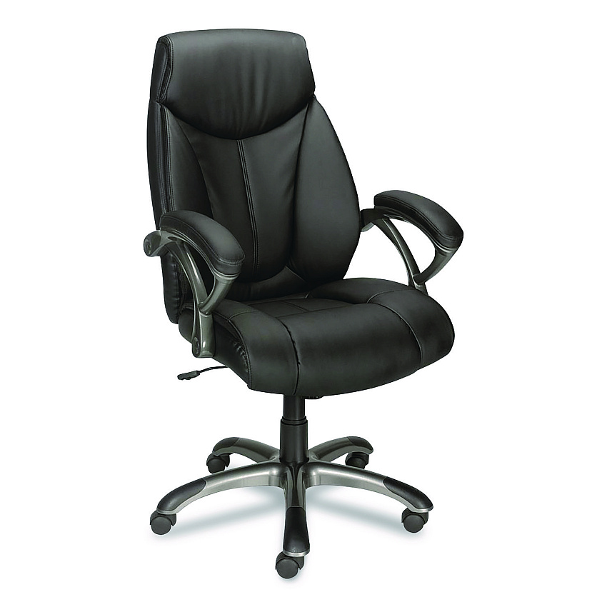 Workplace2.0 Ramsey Bonded Leather Manager Chair, Supports Up to 275 lb, 18.6" to 22.5" Seat Height, Black Seat/Back, Black Base (ST62216)