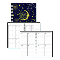 House of Doolittle Recycled Non-Dated Monthly/Weekly Planner, Celestial, Blue/Gold Cover, Undated (212144)