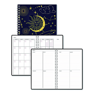 House of Doolittle Recycled Non-Dated Monthly/Weekly Planner, Celestial, Blue/Gold Cover, Undated (212144)