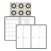 House of Doolittle Recycled Non-Dated Monthly/Weekly Planner, Flower Tiles, Tan/Black/White Cover, Undated (212145)