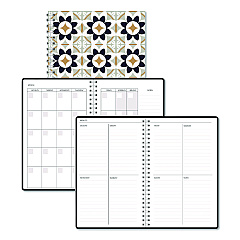 House of Doolittle Recycled Non-Dated Monthly/Weekly Planner, Flower Tiles, Tan/Black/White Cover, Undated (212145)