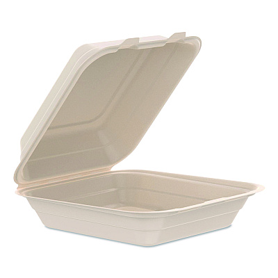 Dart Compostable Molded Fiber Hinged Trays, ProPlanet Seal, 8.65 x 7.94 x 2.98, Natural, 200/Carton (80FBRHT1)