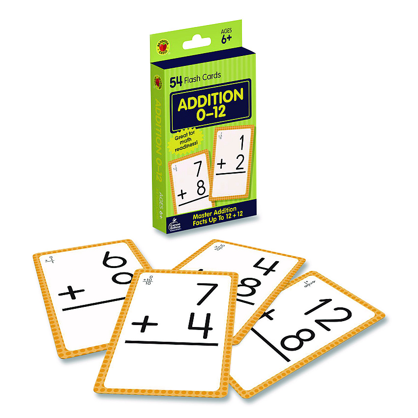 Carson-Dellosa Education Addition 0 to 12 Flash Cards, Grades 1 to 5, 3.25" x 5.25", Assorted Colors, 54 Cards (0769677118)