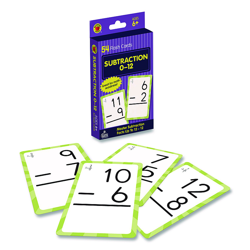 Carson-Dellosa Education Subtraction 0 to 12 Flash Cards, Grades 1 to 5, 3.25" x 5.25", Assorted Colors, 54 Cards (0769677215)