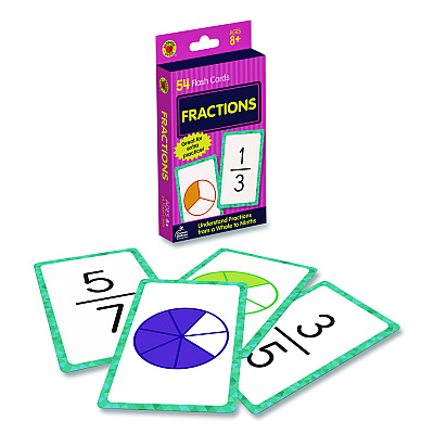 Carson-Dellosa Education Fractions Flash Cards, Grades 4 to 6, 3.25" x 5.25", Assorted Colors, 54 Cards (0769677339)