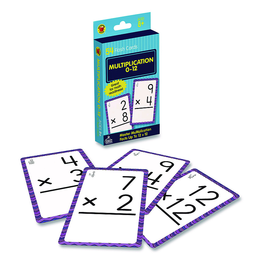 Carson-Dellosa Education Multiplication 0 to 12 Flash Cards, Grades 4 to 6, 3.25" x 5.25", Assorted Colors, 54 Cards (0769677436)