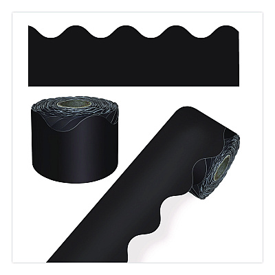 Carson-Dellosa Education Rolled Scalloped Border, 2.25" x 65 ft, Black (108472)