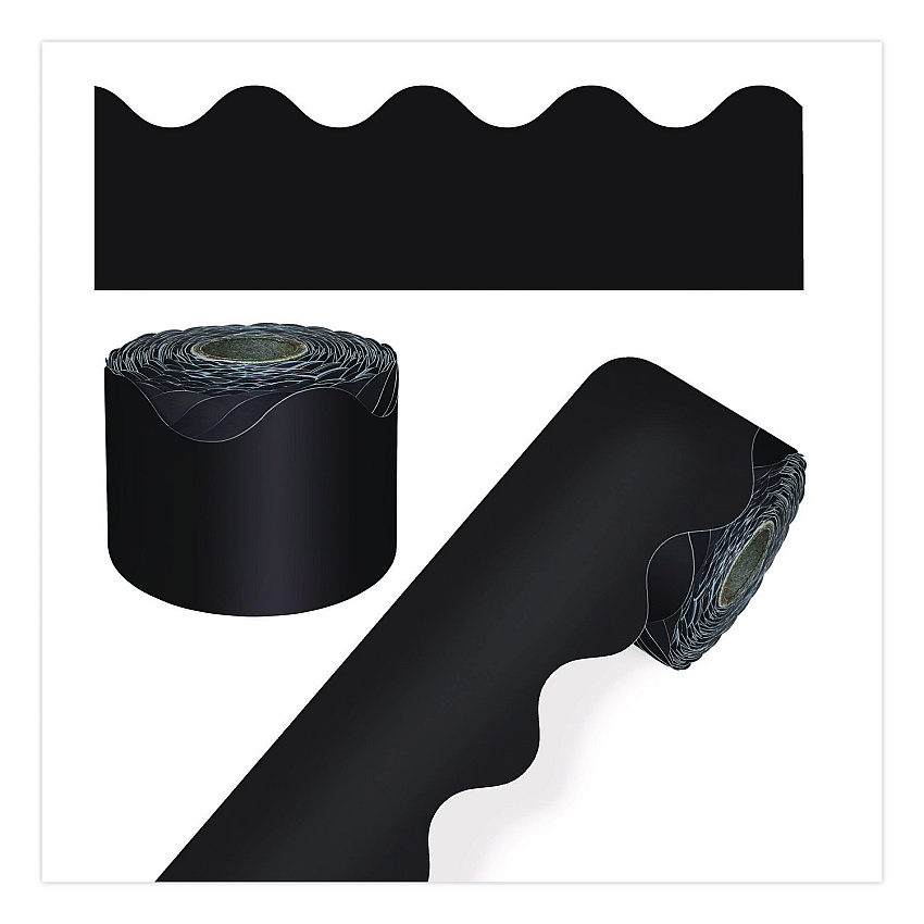 Carson-Dellosa Education Rolled Scalloped Border, 2.25" x 65 ft, Black (108472)