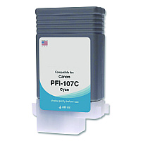 Clover Compatible Cyan Ink, Replacement for PFI-107 (6706B001AA), 130 mL (WCPFI107C)