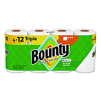 Bounty Kitchen Roll Paper Towels, 2-Ply, White, 10.5 x 11, 75 Sheets/Roll, 4 Triple Rolls/Pack, 6 Packs/Carton (16007)