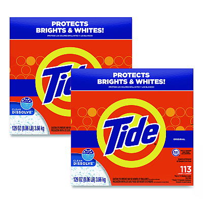Tide Powder Laundry Detergent, HE Compatible, Original Scent, 129 oz Box, 2/Carton (16673CT)