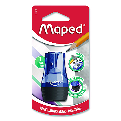 Maped Helix Tonic 1-Hole Canister Pencil Sharpener, 2.56 x 1.25 x 4.92, Randomly Assorted Colors (068249)