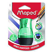 Maped Helix Tonic 2-Hole Canister Pencil Sharpener, 3.74 x 1.6 x 4.92, Randomly Assorted Colors (069149)