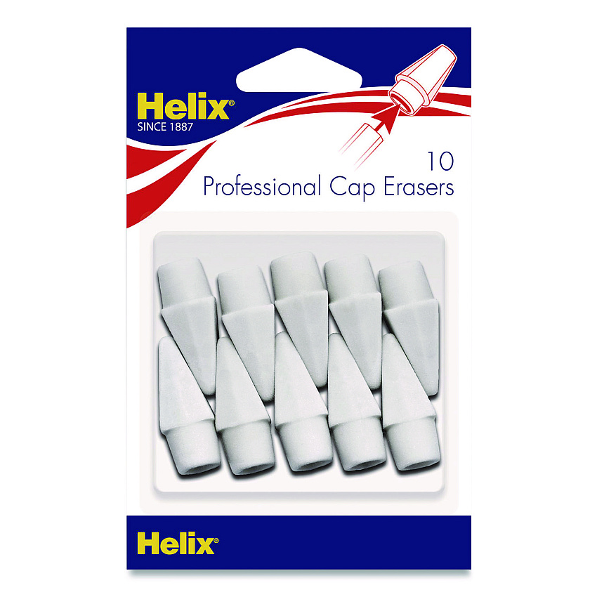 Maped Helix Professional Hi-Polymer Oversized Pencil Cap Erasers, For Pencil Marks, White, 10/Pack (37360)
